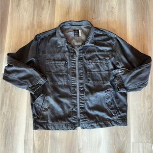 Men’s black stone washed denim jacket, XL